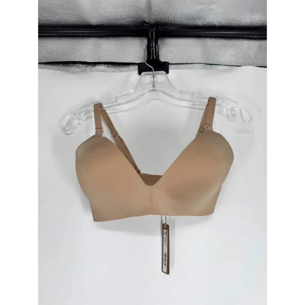 SKIMS Wireless Form Maternity Nursing Bra Womens Size 34DD Clay Tan Padded Beige